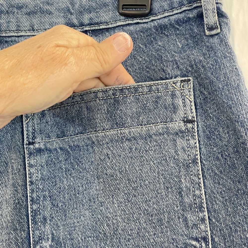 Free Assembly Jeans Womens 10 Blue Super High Rise Wide Leg Front Patch Pockets - Picture 14 of 16